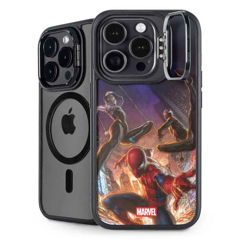 Marvel Spiderman Group Wall iPhone 15 Pro Max Kickstand Case