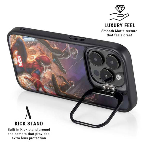 Marvel Spiderman Group Wall iPhone 15 Pro Max Kickstand Case
