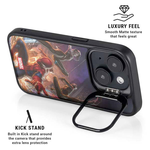 Marvel Spiderman Group Wall iPhone 16 Plus Kickstand Case