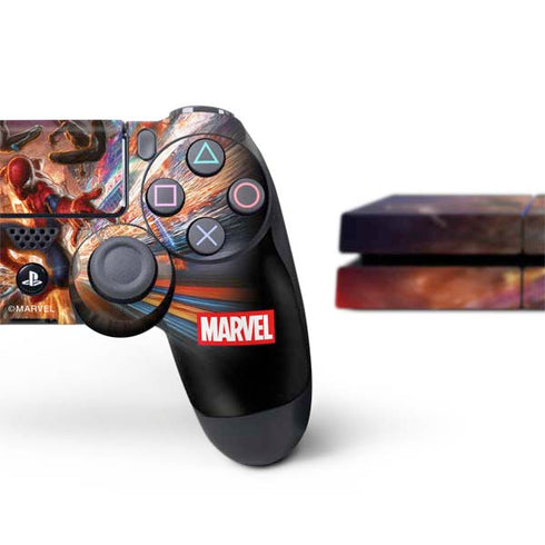 Marvel Spiderman Group Wall PS4 Console and Controller Bundle Skin