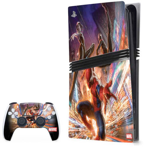 Marvel Spiderman Group Wall PS5 Pro Bundle Skin