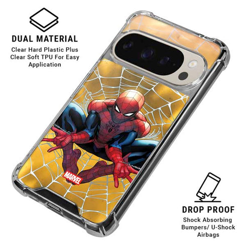 Marvel Spiderman Web Shooting Google Pixel 9 Pro XL Clear Case