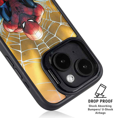 Marvel Spiderman Web Shooting iPhone 15 Plus Kickstand Case