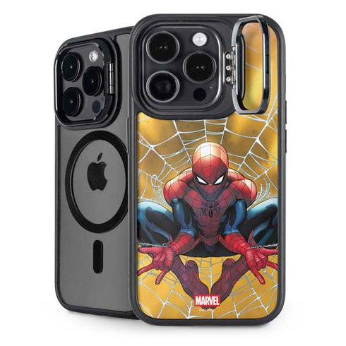Marvel Spiderman Web Shooting iPhone 15 Pro Kickstand Case