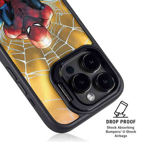 Marvel Spiderman Web Shooting iPhone 15 Pro Kickstand Case