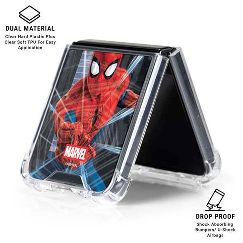 Marvel Spiderman Web Throw Galaxy Z Flip6 Clear Case