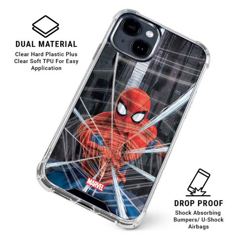 Marvel Spiderman Web Throw iPhone 15 Plus Clear Case
