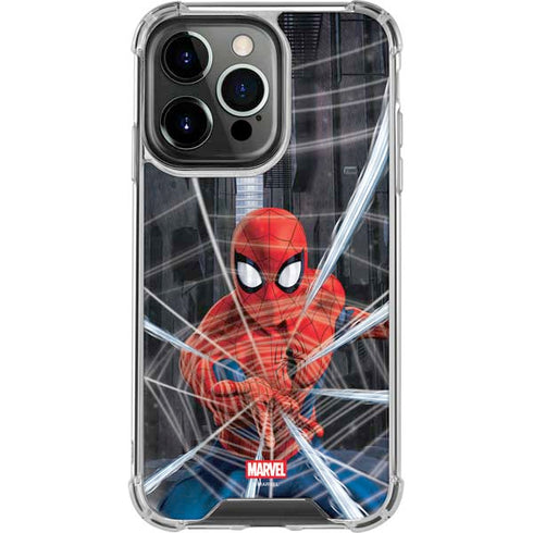 Marvel Spiderman Web Throw iPhone 15 Pro Max Clear Case