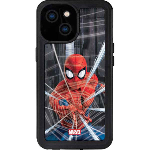 Marvel Spiderman Web Throw iPhone 15 Waterproof Case