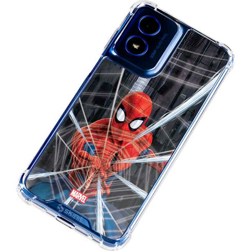 Marvel Spiderman Web Throw Moto G Play 4G (2024) Clear Case