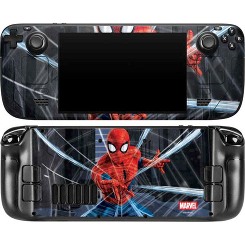 Marvel Spiderman Web Throw Steam Deck Handheld Gaming Computer OLED Skin