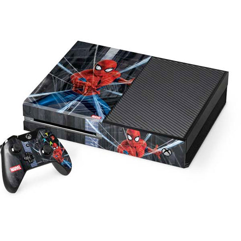 Marvel Spiderman Web Throw Xbox One Console and Controller Bundle Skin