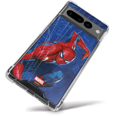 Marvel Spiderman World of Webs Google Pixel 7 Pro Clear Case