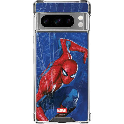 Marvel Spiderman World of Webs Google Pixel 8 Pro Clear Case