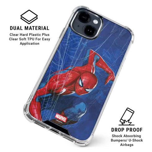 Marvel Spiderman World of Webs iPhone 15 Plus Clear Case