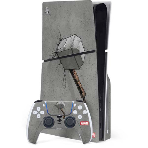 Marvel Thor Thor’s Hammer Mjolnir PS5 Slim Disk Bundle Skin