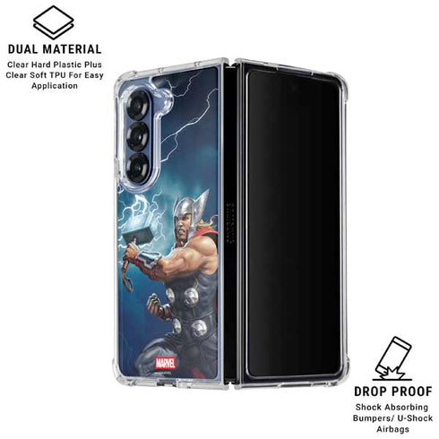 Marvel Thor Thor and Mjolnir Galaxy Z Fold6 Clear Case