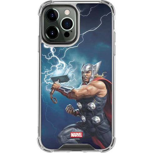 Marvel Thor Thor and Mjolnir iPhone 14 Pro Max Clear Case