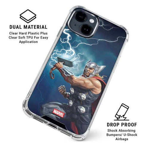 Marvel Thor Thor and Mjolnir iPhone 15 Plus Clear Case