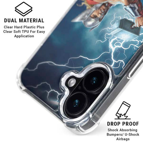 Marvel Thor Thor and Mjolnir iPhone 16 Clear Case