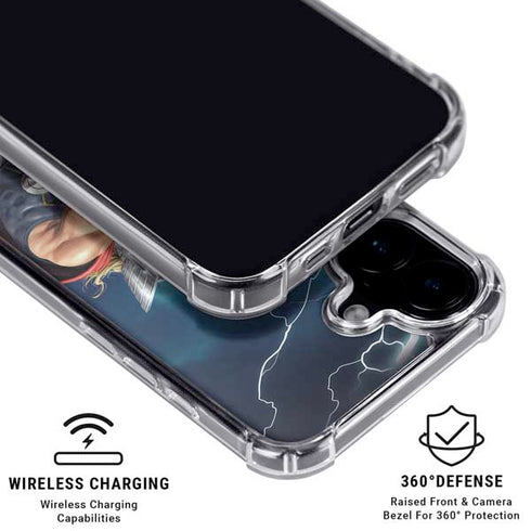 Marvel Thor Thor and Mjolnir iPhone 16 Plus Clear Case