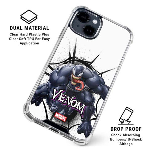Marvel Venom Reaching Forward iPhone 15 Clear Case