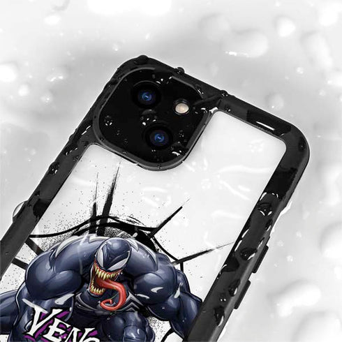 Marvel Venom Reaching Forward iPhone 15 Plus Waterproof Case
