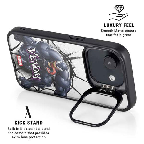 Marvel Venom Reaching Forward iPhone 16e Kickstand Case