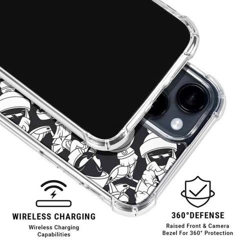 Looney Tunes Marvin Super Sized Pattern iPhone 15 Clear Case