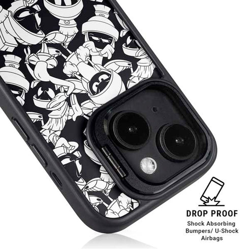 Looney Tunes Marvin Super Sized Pattern iPhone 15 Plus Kickstand Case