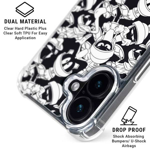 Looney Tunes Marvin Super Sized Pattern iPhone 16 Plus Clear Case