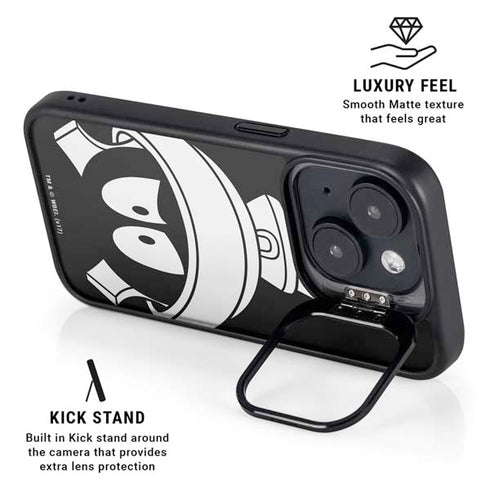 Looney Tunes Marvin the Martian Black and White iPhone 15 Plus Kickstand Case