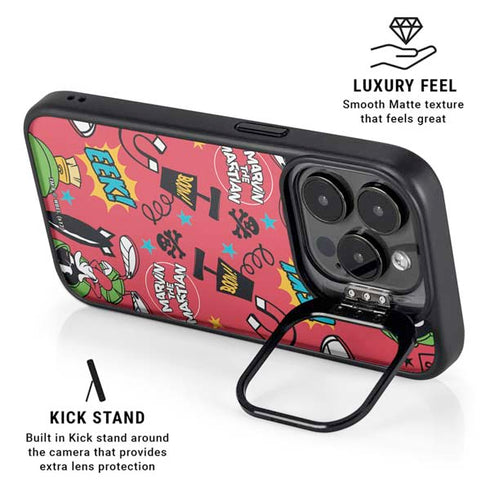 Looney Tunes Marvin the Martian Patches iPhone 14 Pro Max Kickstand Case