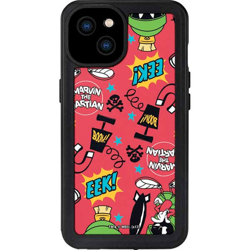 Looney Tunes Marvin the Martian Patches iPhone 15 Plus Waterproof Case