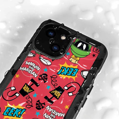 Looney Tunes Marvin the Martian Patches iPhone 15 Plus Waterproof Case