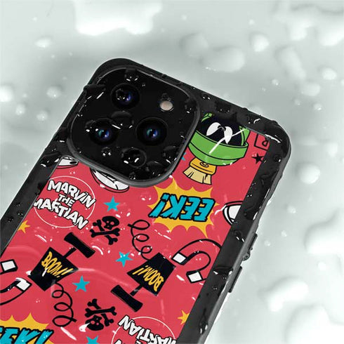 Looney Tunes Marvin the Martian Patches iPhone 15 Pro Waterproof Case
