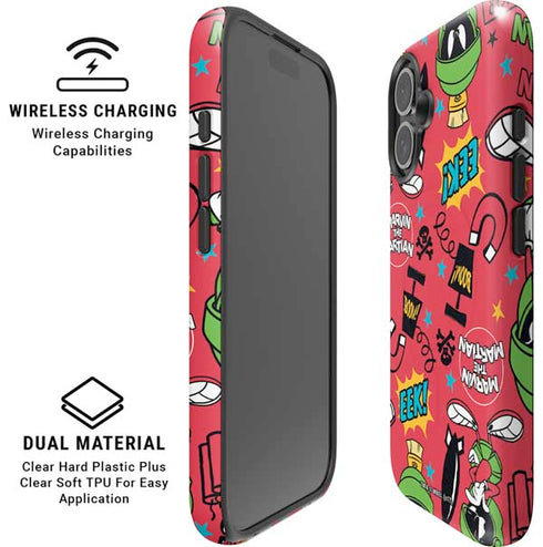Looney Tunes Marvin the Martian Patches iPhone 16 Magsafe Impact Case