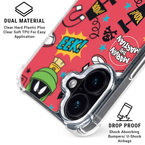 Looney Tunes Marvin the Martian Patches iPhone 16 Plus Clear Case