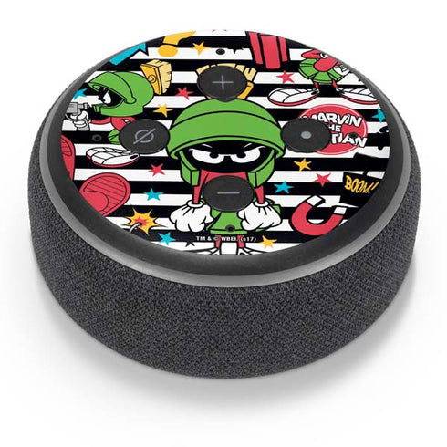 Looney Tunes Marvin the Martian Striped Patches Amazon Echo Dot Skin