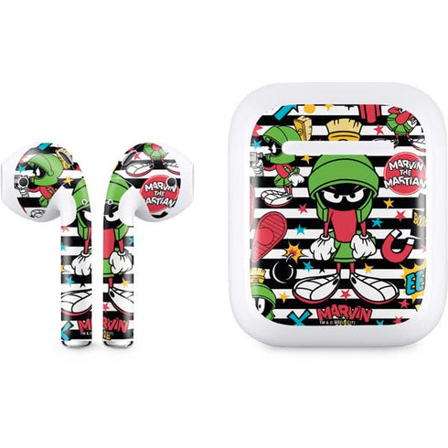 Looney Tunes Marvin the Martian Striped Patches Apple AirPods Skin