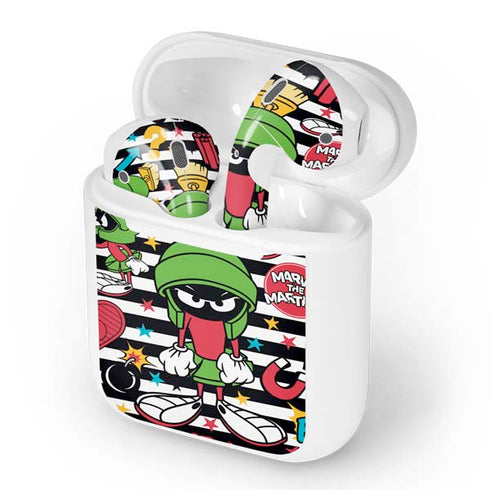 Looney Tunes Marvin the Martian Striped Patches Apple AirPods Skin