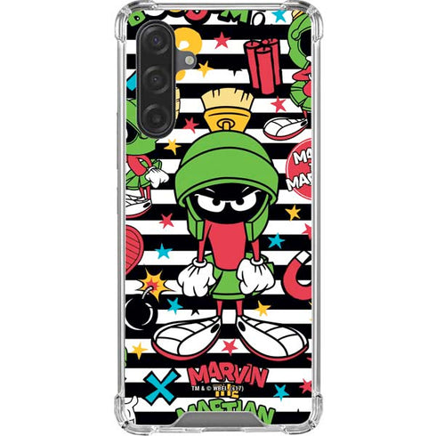Looney Tunes Marvin the Martian Striped Patches Galaxy A17 Clear Case