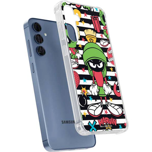 Looney Tunes Marvin the Martian Striped Patches Galaxy A55 5G Clear Case