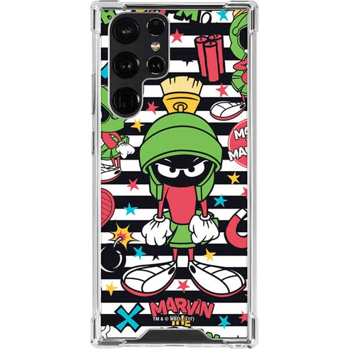 Looney Tunes Marvin the Martian Striped Patches Galaxy S23 Ultra Clear Case