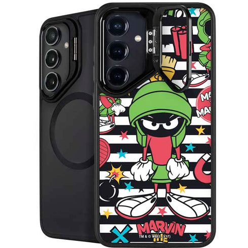 Looney Tunes Marvin the Martian Striped Patches Galaxy S24 Plus Kickstand Case