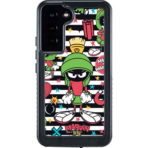 Looney Tunes Marvin the Martian Striped Patches Galaxy S24 Plus Waterproof Case