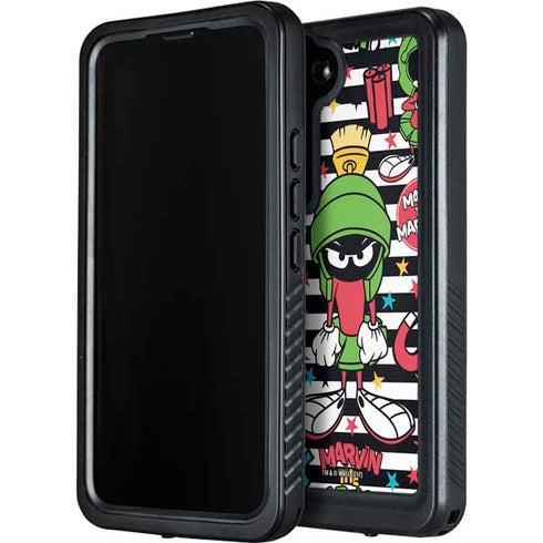 Looney Tunes Marvin the Martian Striped Patches Galaxy S24 Plus Waterproof Case
