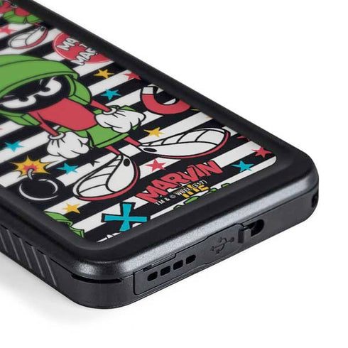 Looney Tunes Marvin the Martian Striped Patches Galaxy S24 Plus Waterproof Case