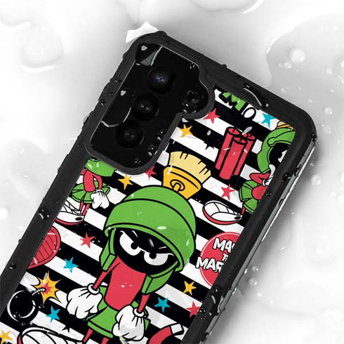 Looney Tunes Marvin the Martian Striped Patches Galaxy S24 Plus Waterproof Case