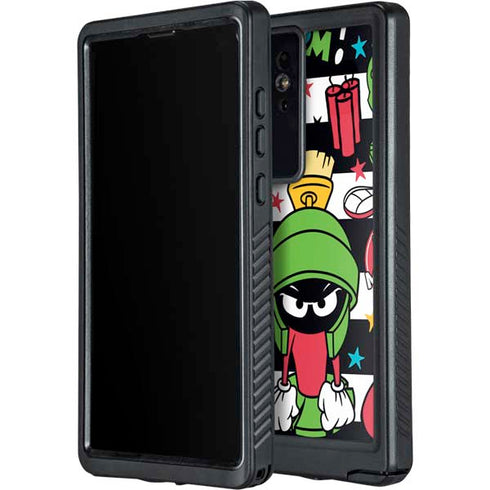 Looney Tunes Marvin the Martian Striped Patches Galaxy S24 Ultra Waterproof Case